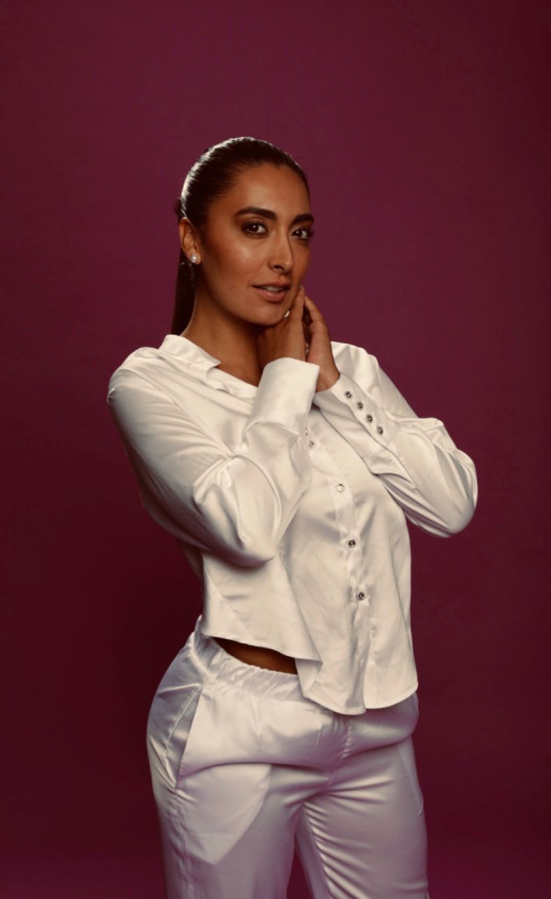Silk blouse with crystal buttons — magenta studio